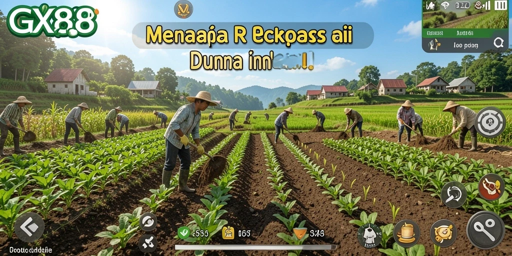 Tangkapan layar gameplay GX88 dengan aktivitas bertani yang seru.