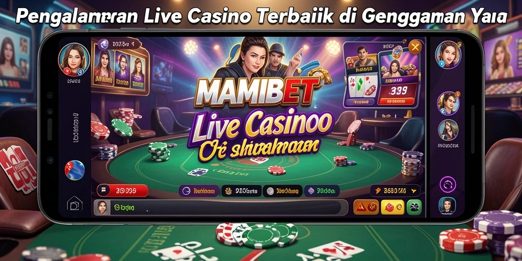 Screenshot gameplay Live Casino menunjukkan interaksi dealer dan pemain langsung.