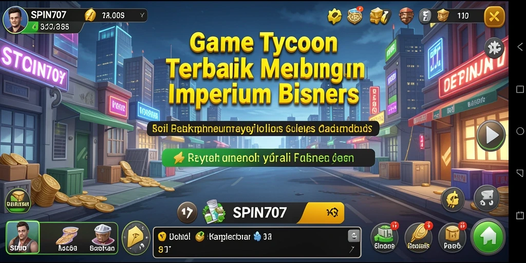 Screenshot gameplay SPIN707 yang menunjukkan pembangunan perusahaan Tycoon.